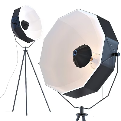 Modern Black Tripod Floor Lamp With White Diffuser Shade For Home Lighting 3d model