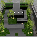 Modern Garden Landscape Design With Steps Green Plants And Lighting Features 3d model