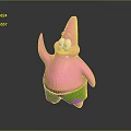 Pink Star Shaped Cartoon Creature With Green Shorts Expressive Face And Raised Hand