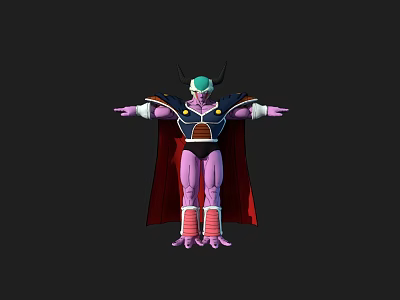 Horned Purple Humanoid Character And Armored Alien Creature With Red Cape 3d model