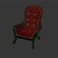 Red Leather Armchair Featuring Button Tufted Details and Sturdy Wooden Legs