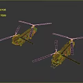 Two Camouflage Military Helicopters Displayed with Rotors on Black Background