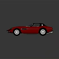 Red Vintage Sports Car With Black Roof And Sleek Classic Design