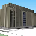 Modern Office Building With Glass Curtain Wall Grand Entrance Landscaped Garden And Open Plaza
