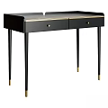 Modern Black Dressing Table With Two Drawers And Gold Accent Legs 3d model