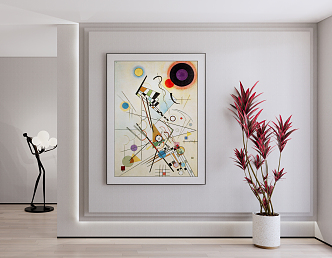 Modern Abstract Painting Art Hanging Painting Decorative Painting Abstract Painting Green Plant 3d model