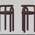 Modern Two Plum Colored Bar Stools With Curved Armrests And Smooth Legs 3d model