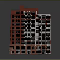 Red Brick Multi Story Building With Arched And Rectangular Windows And Ground Floor Entrance 3d model