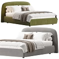 Modern Upholstered Double Bed with Comfortable Pillows Comforter and Blanket and Different Color Headboard Options
