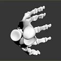 Skeletal Hand 3D Rendered Metallic Structure with Fingers Wrist and Arm Bones Detailed Anatomical Design