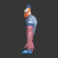 Stylized Cartoon Character With Blue Hat Red Beard Blue Outfit White Patterns Pink Arms