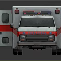 White Ambulance Exterior With Red Stripes And Emergency Roof Lights