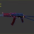 Red and Black Modern Assault Rifle With Detachable Magazine and Tactical Grip