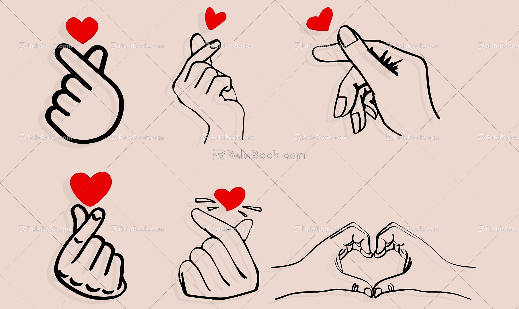 Hand palm icon icon gesture than heart wall decoration hand icon silhouette cartoon 3d model