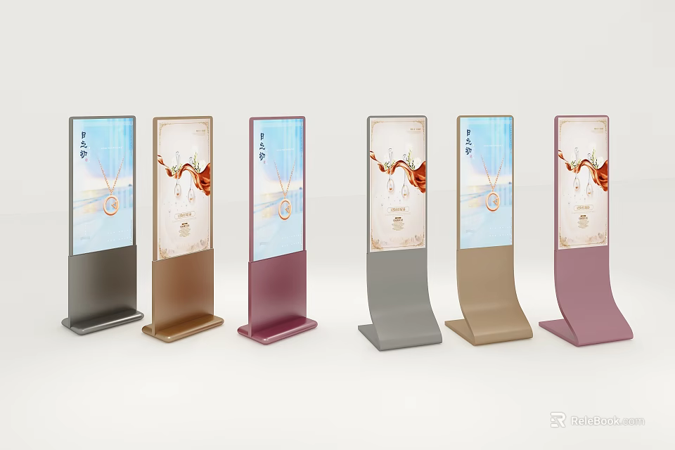 Various Colored Roadside Standing Information Screens Design For Outdoor Traffic Facilities 3d model 
