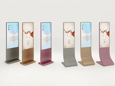 Various Colored Roadside Standing Information Screens Design For Outdoor Traffic Facilities 3d model