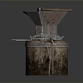 Traditional Blacksmith Anvil Setup with Hammer and Metalworking Tools on Wooden Stand