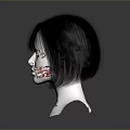 Realistic Human Head Model With Black Short Hair And Detailed Facial Organs