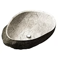Elegant Natural Stone Washbasins With Oval Shape And Textured Surface For Modern Bathroom
