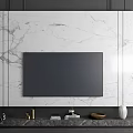 Modern TV Background Cabinet With Marble Panel Storage And Decorative Items 3d model