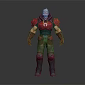 Game Movie Character With White Hair Red And Gray Armor Shoulder Pads Gloves And Boots