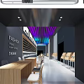 Modern Digital Store Interior With Electronics Display Phones Headphones And Lighting