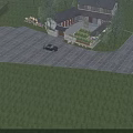 Chinese Rural Self Built House With Black Tile Roof Two Story Courtyard And Green Plants