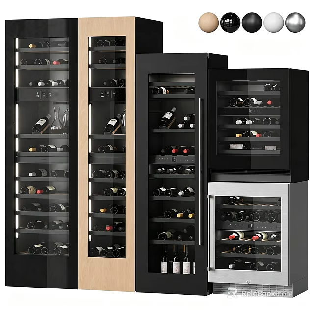Various Styles Of Modern Wine Cabinets With Clear Glass Doors For Home Red Wine Storage 3d model 