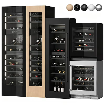 Various Styles Of Modern Wine Cabinets With Clear Glass Doors For Home Red Wine Storage 3d model