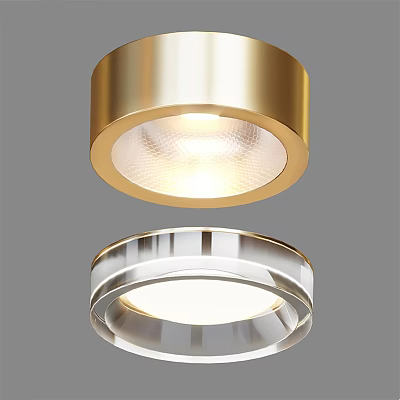 Modern Round Ceiling Lights With Golden Frame And Transparent Glass Shade Design 3d model