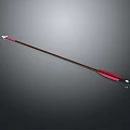 Traditional Arrow Weapon Featuring Brown Shaft Silver Arrowhead and Red Fletching