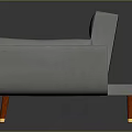 Gray Tufted Sofa with Curved Armrests Red Legs and Gold Accents