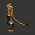 3D Cheetah Humanoid Character With Muscular Body Black Pants And Spotted Yellow Skin