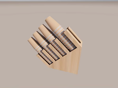 Decorative Ornament Set With Wooden Knife Block And Various Knives For Home Decor 3d model