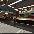 Bright Modern Fruit Store Interior With Assorted Fresh Fruits On Wooden Display Shelves