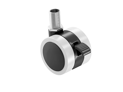 Durable Industrial Caster Wheel With Black Rubber Tread And Silver Metal Brake 3d model