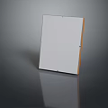 Blank White Display Board With Orange Frame On Dark Reflective Surface
