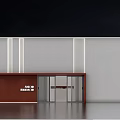 Modern Minimalist Building Entrance With White Walls Red Porch And Glass Doors