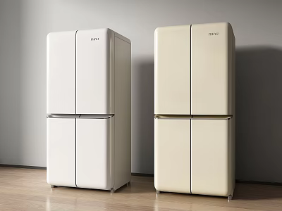 Modern White And Cream Double Door Refrigerators In Sleek Interior Design 3d model