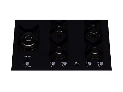 Black Six Burner Gas Cooktop Kitchen Appliance With Control Knobs 3d model