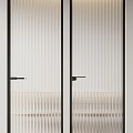 Modern Interior Hinged Doors With Glass Vertical Stripes And Black Frame 3d model