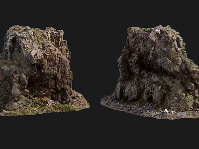 Natural Scenic Landscape With Rugged Twin Rocky Cliffs And Lush Green Vegetation 3d model