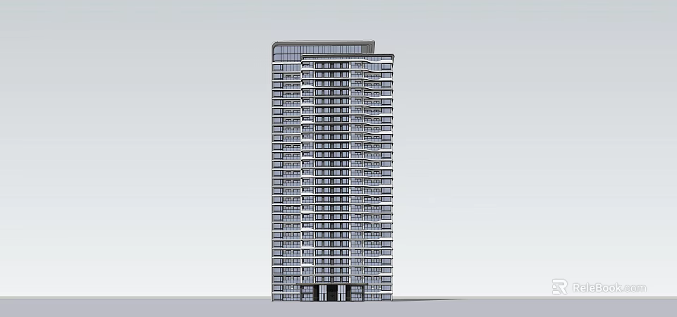 Modern High Rise Building Exterior Design With Glass Windows And Multiple Floors 3d model 