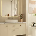 Modern Bathroom Interior with Bathtub Window Blinds Vanity Soft Lighting and Decorative Plants