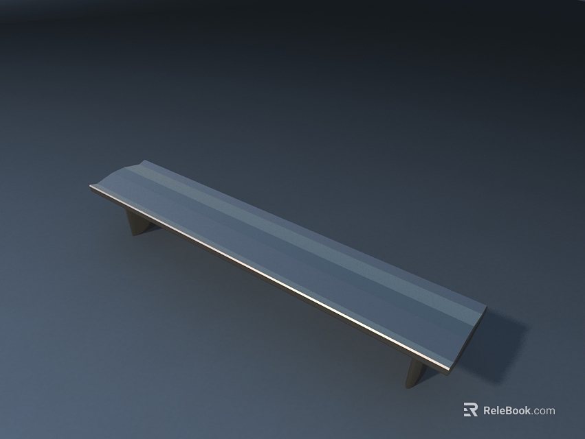 Silver Metal Handle Long Strip With Smooth Surface Two Small Support Feet On Dark Background 3d model 