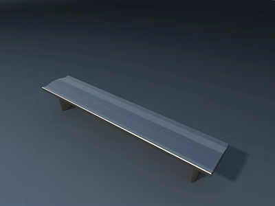 Silver Metal Handle Long Strip With Smooth Surface Two Small Support Feet On Dark Background 3d model