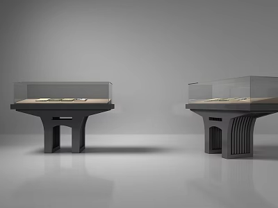 Modern Display Cabinets With Glass Covers Black Bases and Different Designs 3d model