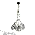 Modern Hanging Chandelier With Silver Chain And Circular Glass Shades