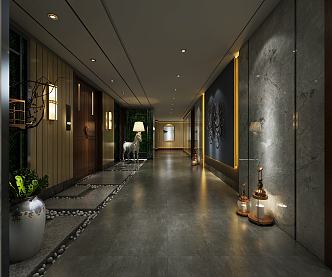 New Chinese Corridor Hotel Corridor 3d model