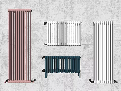 Pink White Dark Blue and Light Gray Modern Decorative Wall Mounted Radiators 3d model